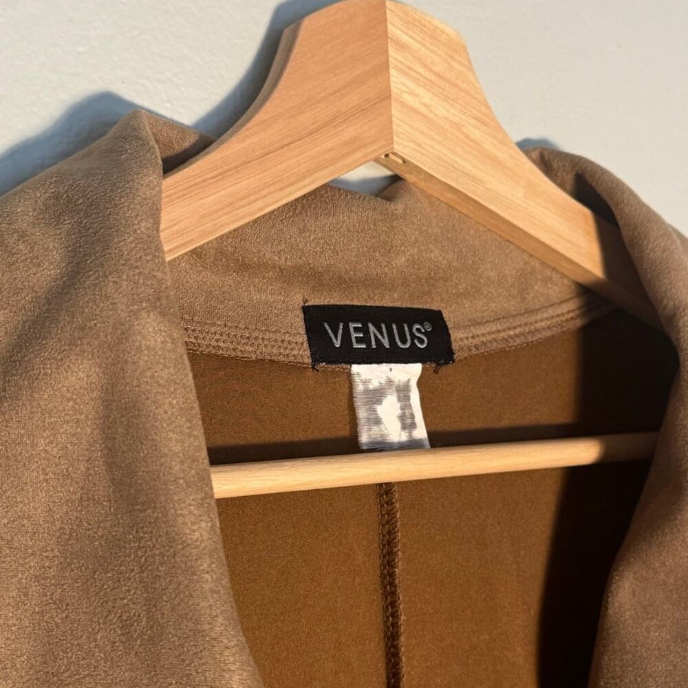 Venus Women's M Brown Suede Lace Mother of Pearl Button Jacket - Picture 4 of 7